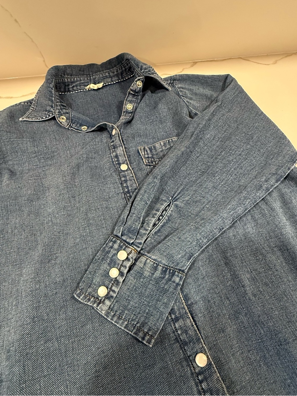 Anthropologie Pilcro Denim Long-Sleeve Buttondown Dress Size Small Blue Midi - Picture 7 of 12